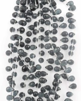 Faceted teardrop glass bead charcoal grey