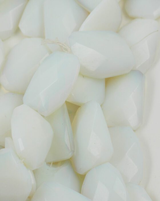 Irregular Faceted Glass Bead white opal