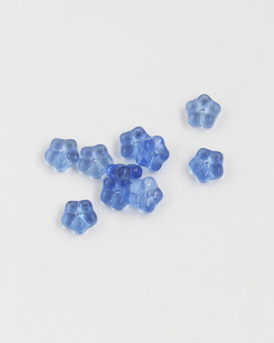 Pressed glass flower shape 8x3mm Blue