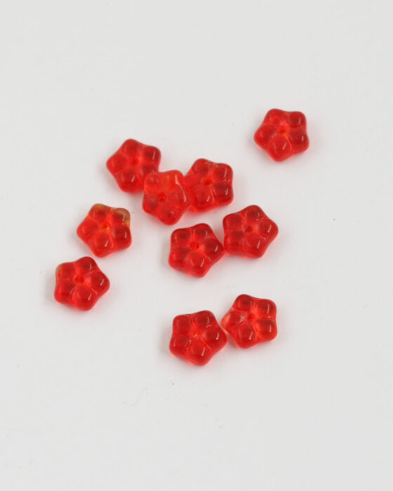 Pressed glass flower shape 8x3mm Red