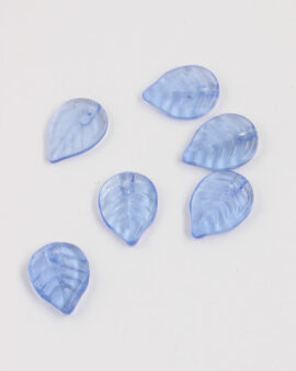 Leaf shape glass beads 18x13mm Light blue