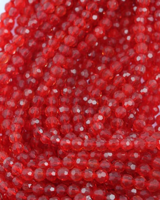 Faceted round glass bead 8mm royal red