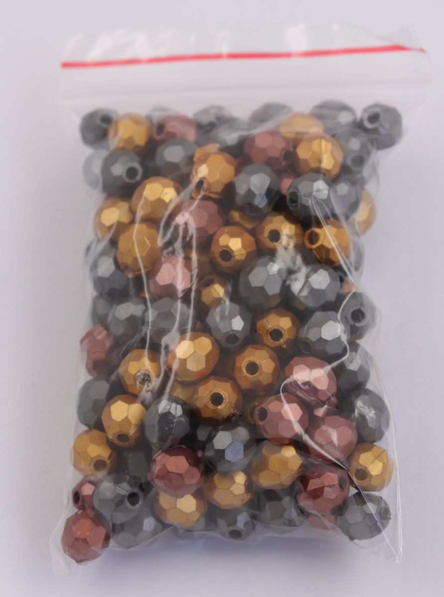 Plastic Round Faceted Beads 9mm