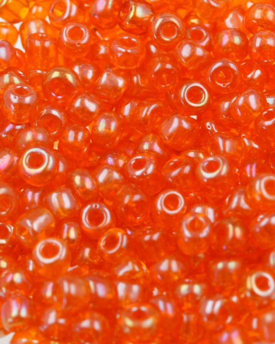 Seed beads size 6 transparent orange iridescent
