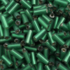 Bugle Beads 6 mm Green Silver Lined