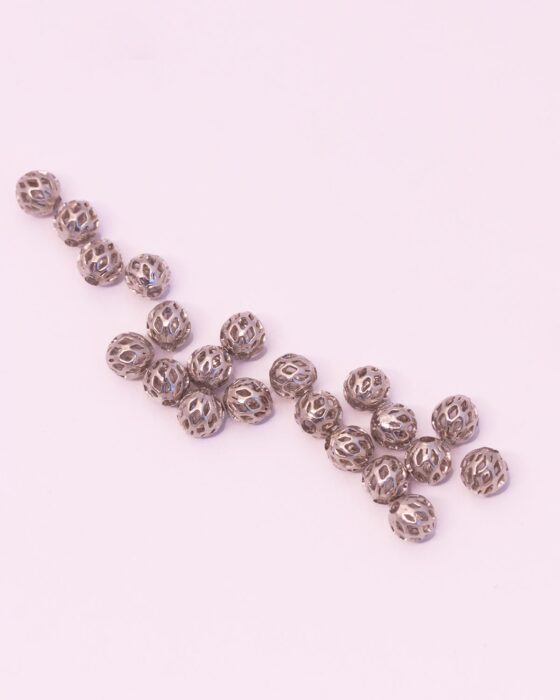 Filigree metal beads 6mm Antique silver