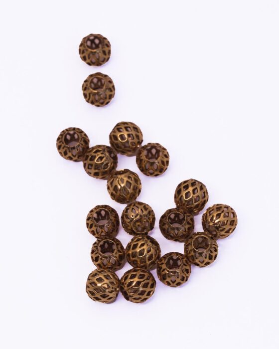 filigree metal beads 8mm antique gold