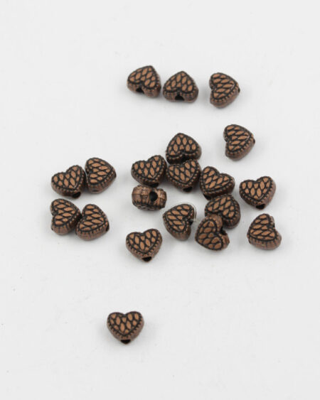 metal heart bead antique copper