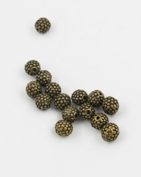 round granulated bead 10mm antique brass