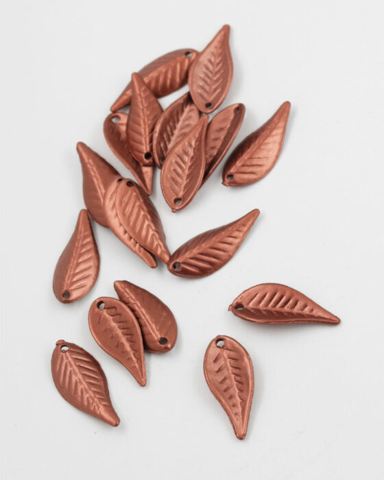 Plastic Leaf Shape 12x28mm, Metallic effect Bronze