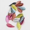 Plastic Leaf Shape 12x28mm, Metallic effect Mix Colours