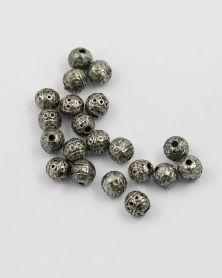 Round metal bead 8mm antique silver