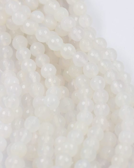 faceted agate beads white