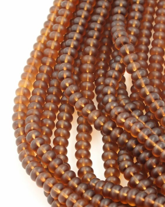 Disc Shape Glass Beads 7x11mm. Sold per strand approx 58 beads amber frosted