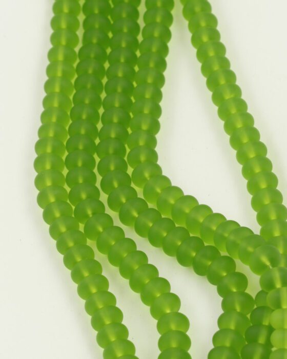 Disc Shape Glass Beads 7x11mm. Sold per strand approx 58 beads lime frosted