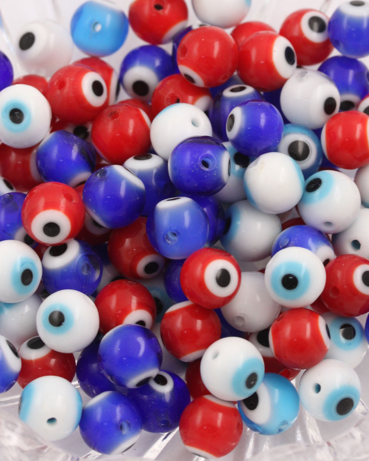 Evil Eye Glass Beads, 8mm. Sold per pack of 20 Auckland Beads NZ