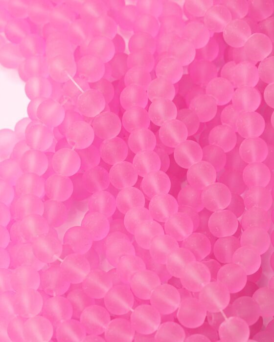 Frosted glass beads 8mm Pink