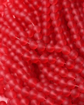 Frosted glass beads 8mm Red