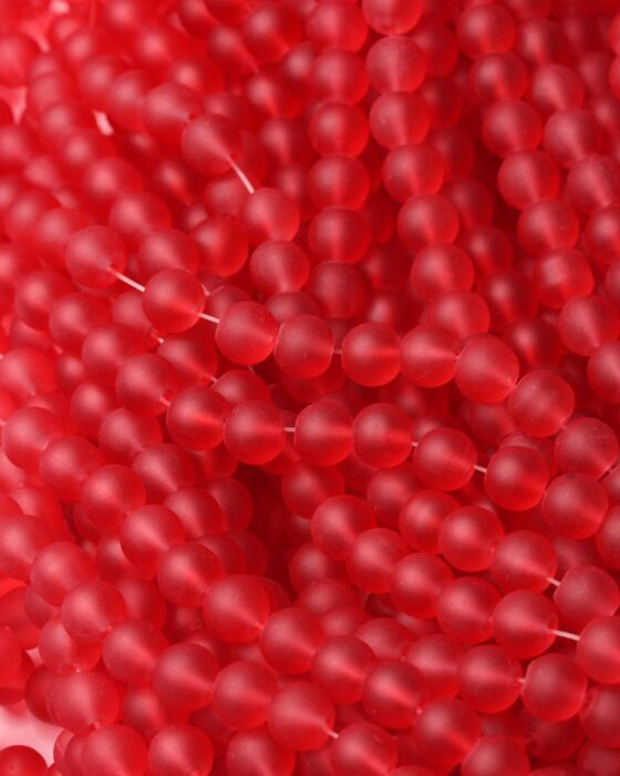 Frosted glass beads 8mm Red