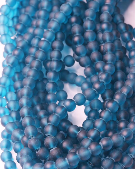 Frosted glass beads 8mm Blue Teal