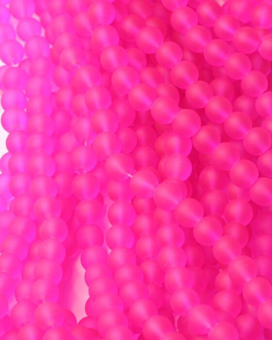 Frosted glass beads 8mm Hot Pink