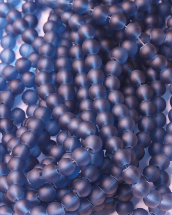 Frosted glass beads 8mm Blue denim