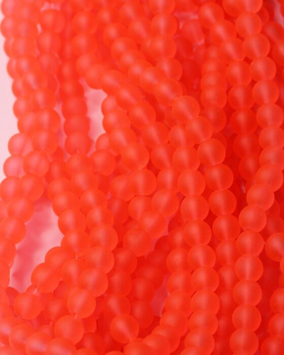 Frosted glass beads 8mm bright orange