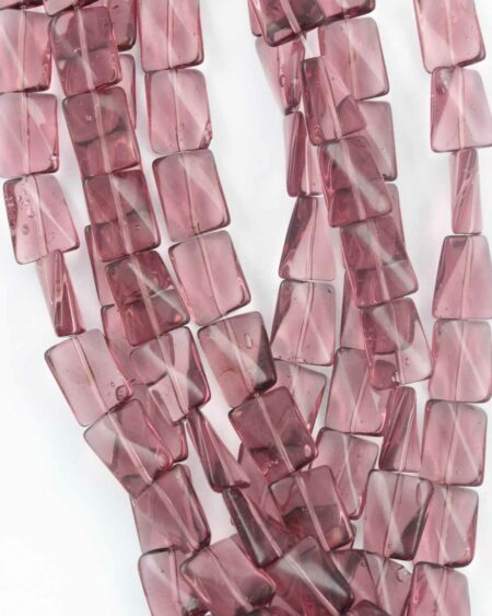 Twisted rectangle glass, 11 x 15 mm. Sold per strand, approx.22 beads