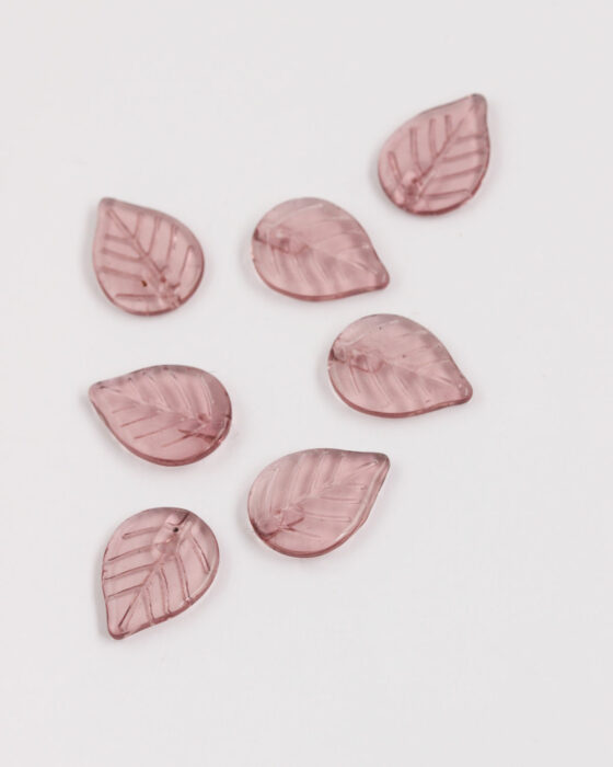 Leaf shape glass beads 18x13mm Pink