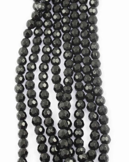 Faceted round glass bead 8mm black