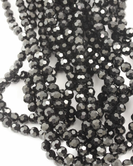 faceted round glass bead 6mm Jet