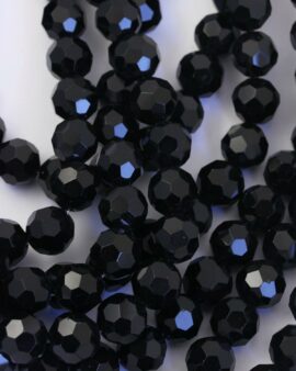 round faceted glass beads 14mm Black