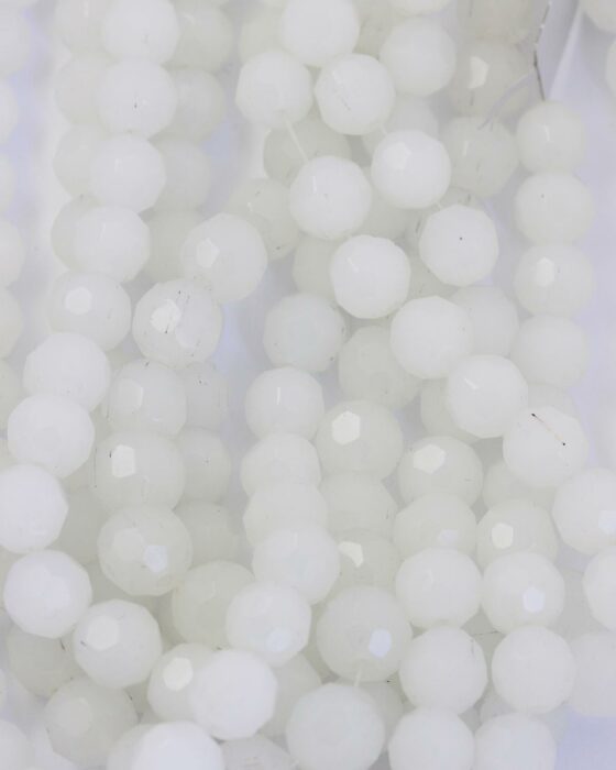 round faceted glass beads 14mm Jade white