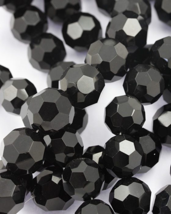 glass round faceted beads 20mm black