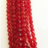 faceted round glass 12mm red