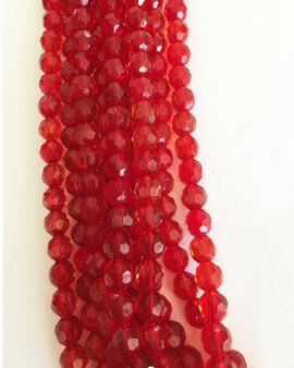 faceted round glass 12mm red