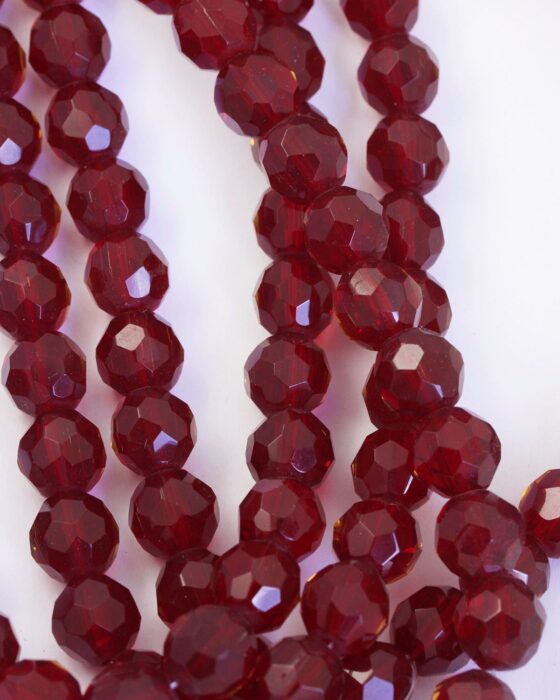 round faceted glass beads 14mm red