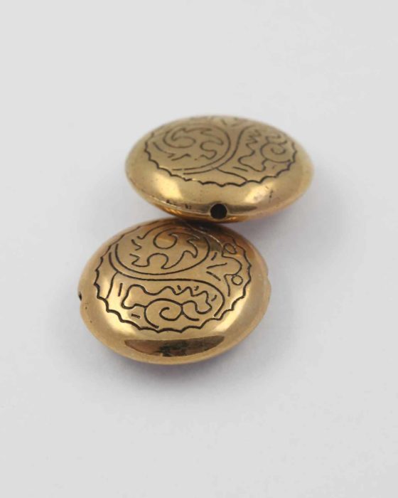 Flat Round acrylic plated bead gold NZ