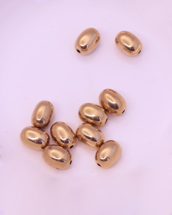 oval acrylic plated beads 8x10mm Gold