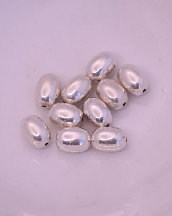 oval acrylic plated beads 8x10mm Silver