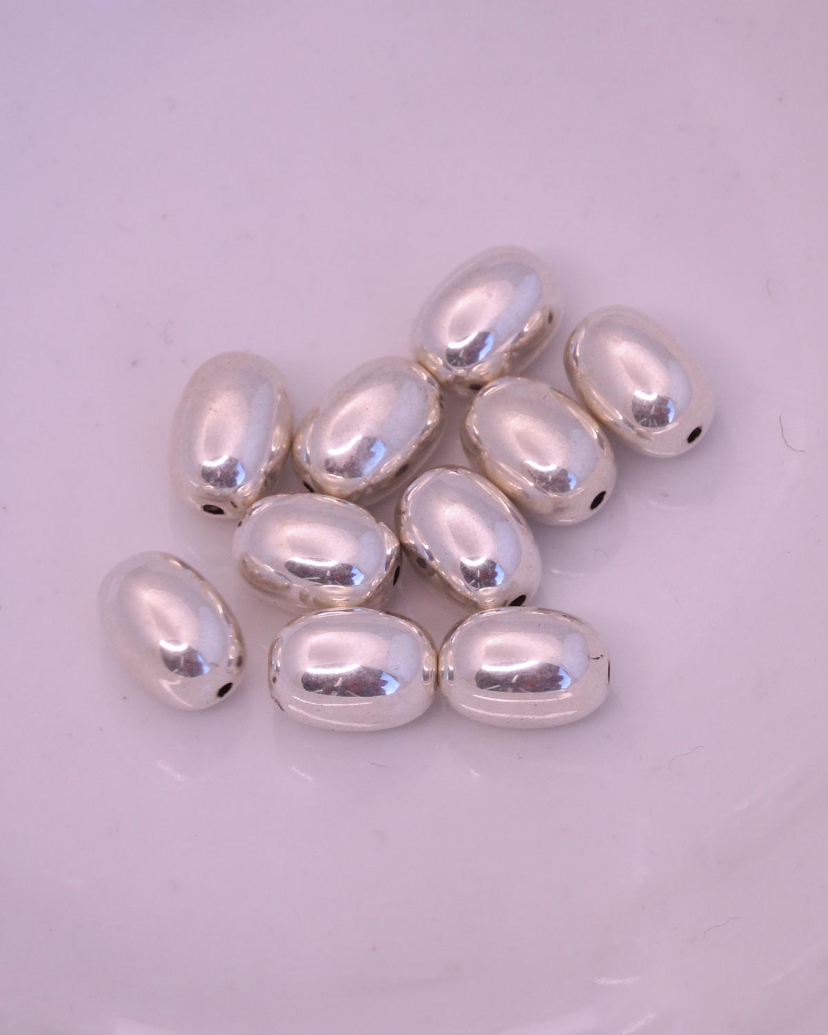 oval acrylic plated beads 8x10mm Silver
