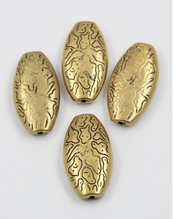 flat oval acrylic plated bead gold