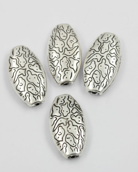 flat oval acrylic plated bead silver