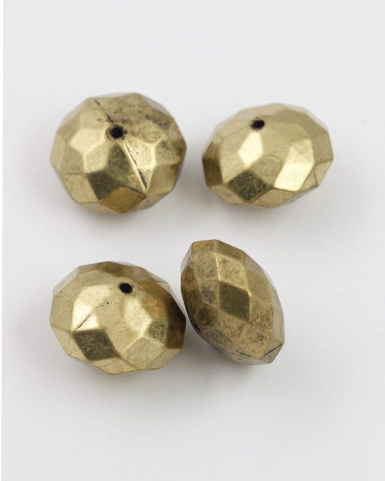 faceted donut shape bead antique brass coating