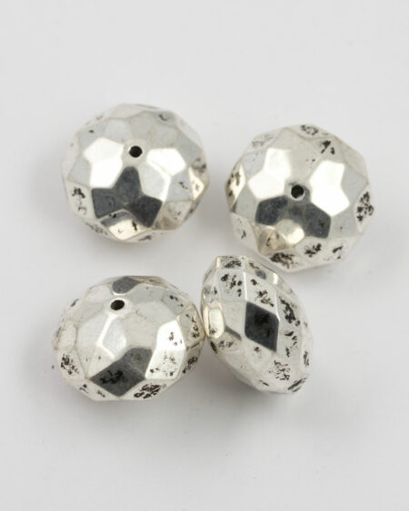 faceted donut shape bead silver coating