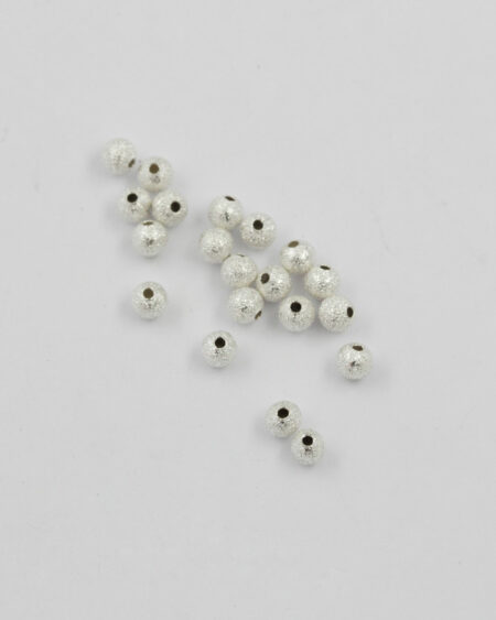 Sand jet round metal bead 4mm silver