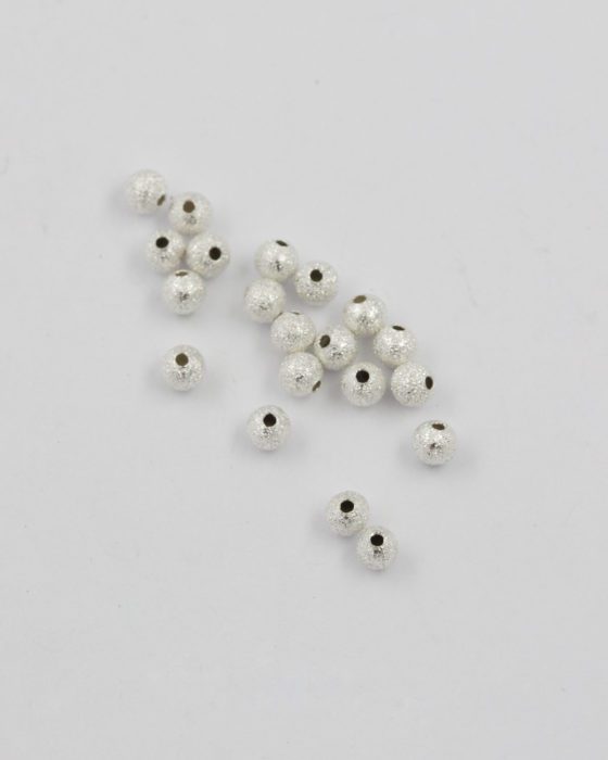 Sand jet round metal bead 4mm silver