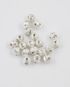 Cut out leaf round metal bead 8mm silver