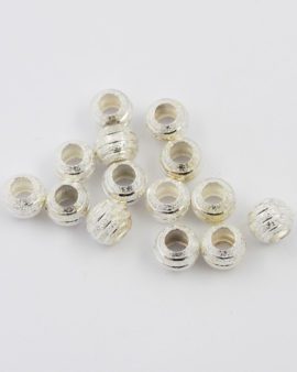 Circular design round metal bead 10mm silver