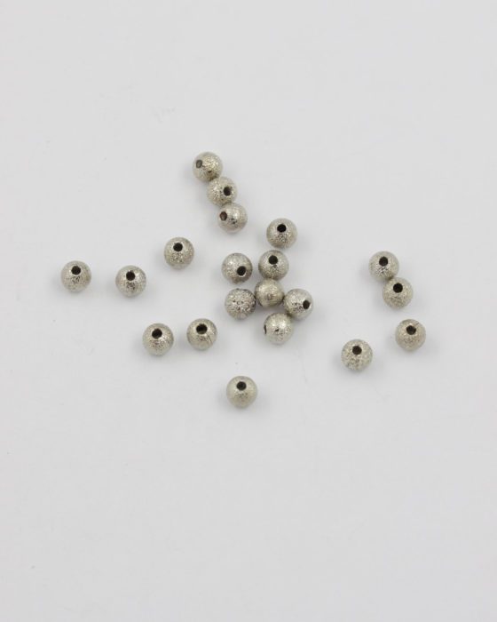 Sand jet round metal bead 4mm antique silver